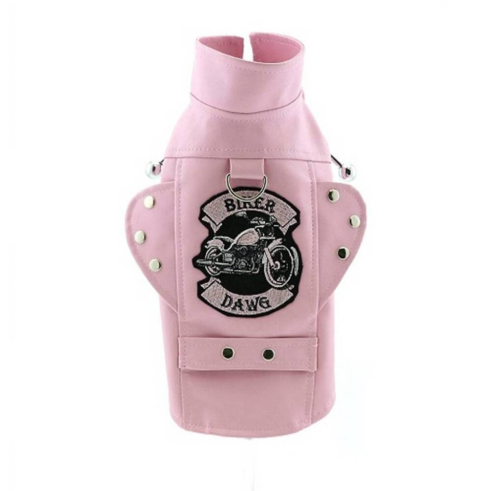 NEW DOGGIE DESIGN biker dawg dog jacket in pink